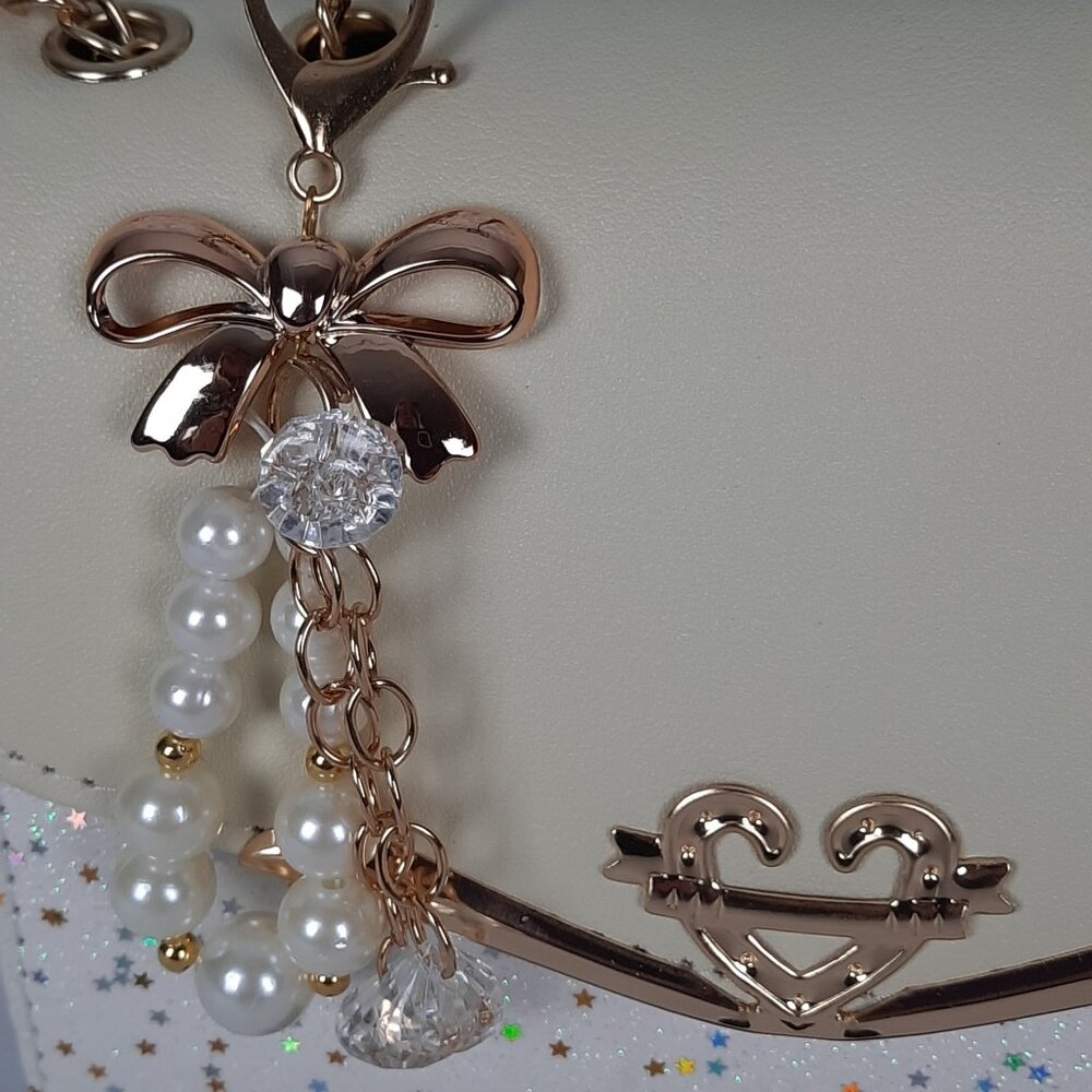 Like New White sparkle crossbody with detachable keychain charm nwot - Picture 2 of 6